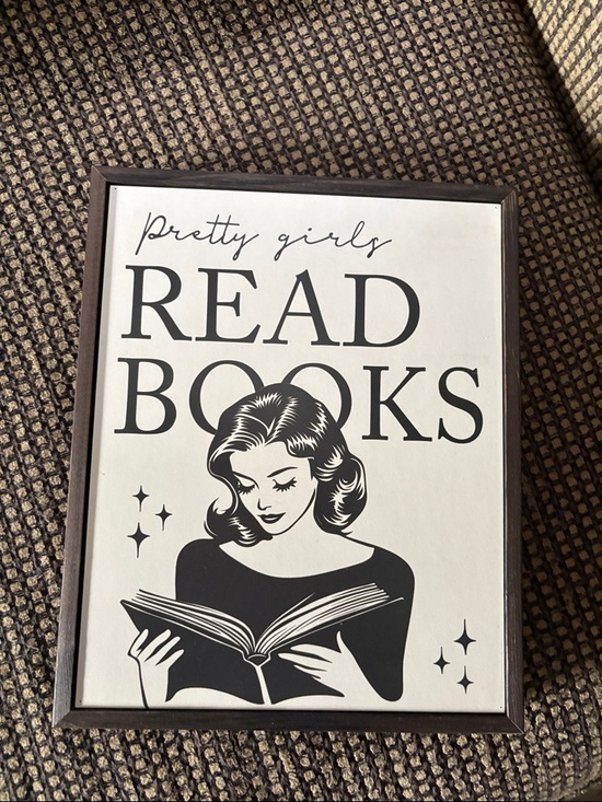 Other - Pretty Girls Read Books Wall Art Sign - Black and White